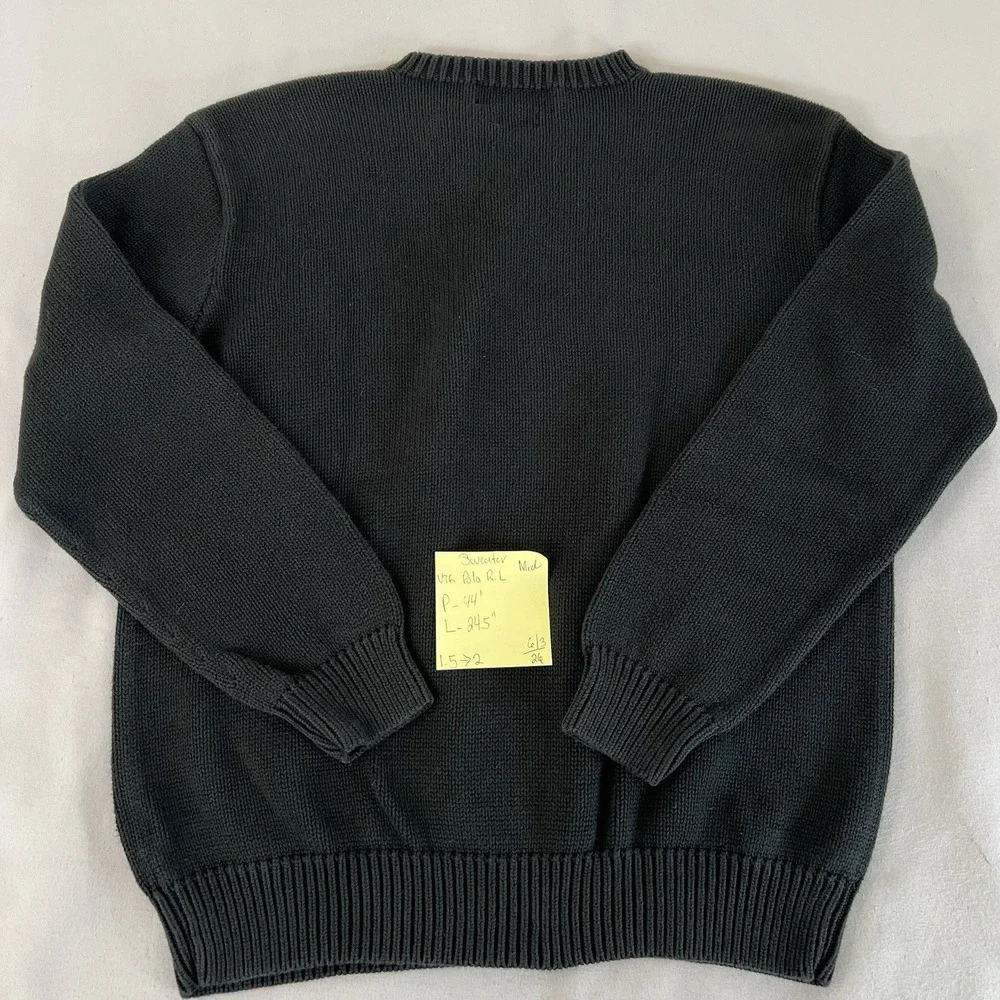 Vintage‎ Polo Ralph Lauren Knitted Sweater V-Neck Black Men's Size Medium